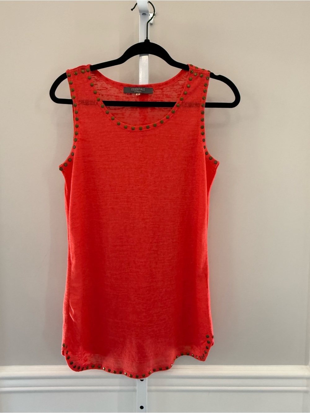 Essentials by Milano Coral Studded Tank Top Sz M